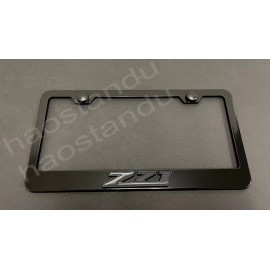 License Plate Frame Shop 1x Black Z71 3D Emblem BLACK Stainless Metal License Plate Frame + Screw Cap