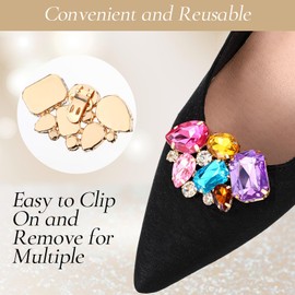 Yuanchu 2Pcs Shoe Clips for Women, Multicolor Decorative Crystal Rhinestone Removable Glitter Decor for Heels Wedding Party