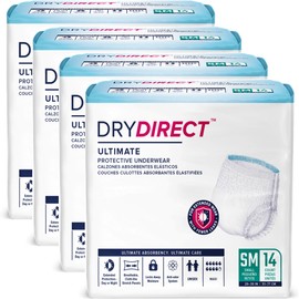 Dry Direct Ultimate Protective Underwear, Soft Cloth-Like Adult Diapers, Max Absorbency Disposable Incontinence Protection - Small (Case of 56)