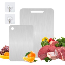 Thoquene Titanium Chopping Board with Connection Set, Stainless Steel, Double-Sided Titanium Chopping Board, Set of 2