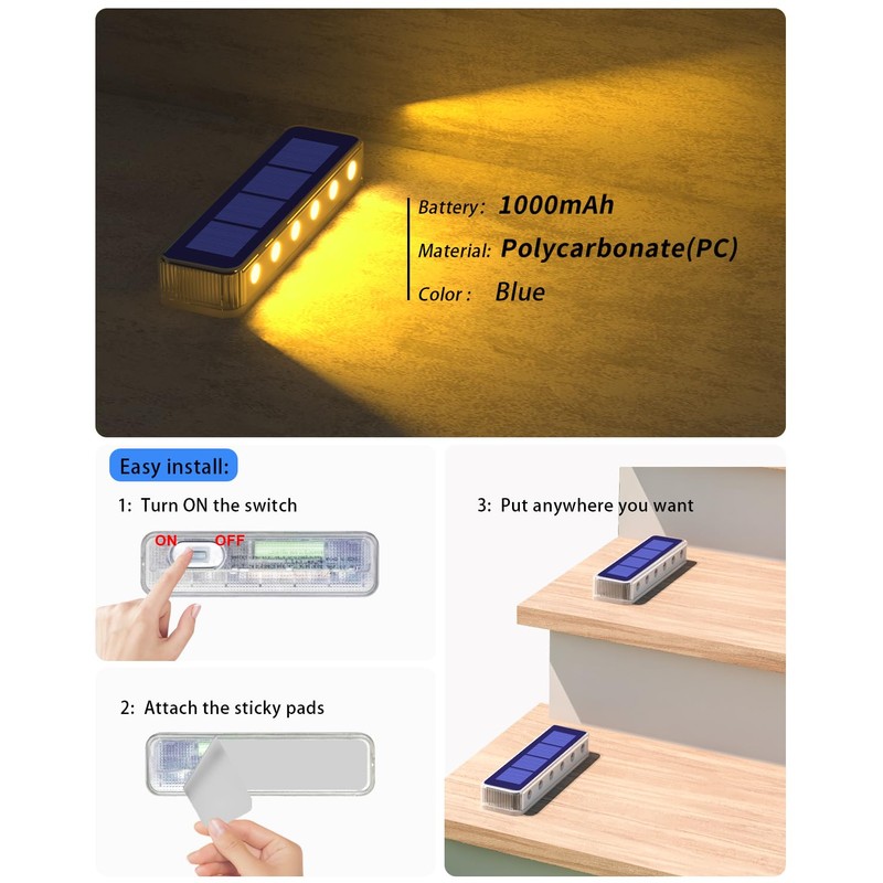 DetarZinLED Solar Step Lights for Outside,8 Pack Solar Stair Lights