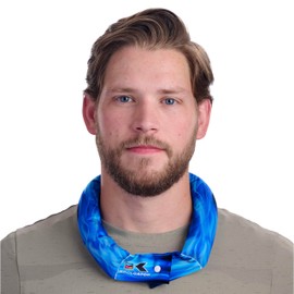 KOOLGATOR Cooling Neck Wrap - Men, Women, Children (Flames: Blue & Red, 1 Pack)