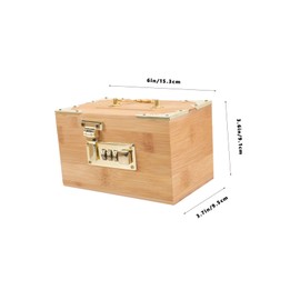 BESPORTBLE Bamboo Piggy Bank with Password Lock Vintage Treasure Chest for Coins Jewelry Keepsakes Capacity Rustic Storage Box for Home Decor Savings