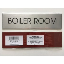 Boiler room sign (Silver/Brush silver, Aluminium, rust free, double sided tape, 2x7.75 inch,w)- Delicato line