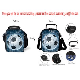 7-Mi Portable Kids Lunch Box Bag, Reusable Insulated Lunch Tote for Kids Boys Girls Washable Crossbody Lunch Container Food Carrier, Football…