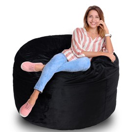 Homguava 3FT Bean Bag Chair Bean Bag Chairs for Adults Bean Bag with Filler Big Beanbag Chair for Gaming Large Memory Foam Bean Bags with Dutch Corded Plush Cover, (36×36×24")-Grey