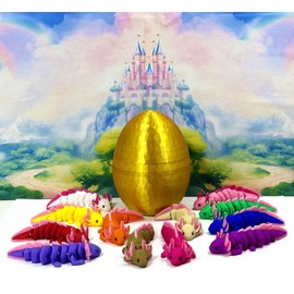 12pcs 3D Printed Articulated Baby Axolotl with Egg, Colorful Fidget Baby Axolotl Figures, Tiny Animal Figures, Fidget ADHD Autism Toy BA001-SET-GHE