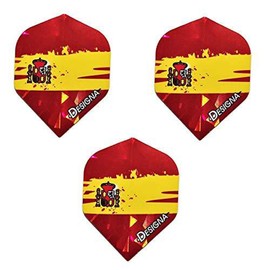 Designa Spain Flag Holographic Patriot Dart Flights, Coat of Arms Pillars of Hercules, 75 Micron (3 Sets - 9 Flights)