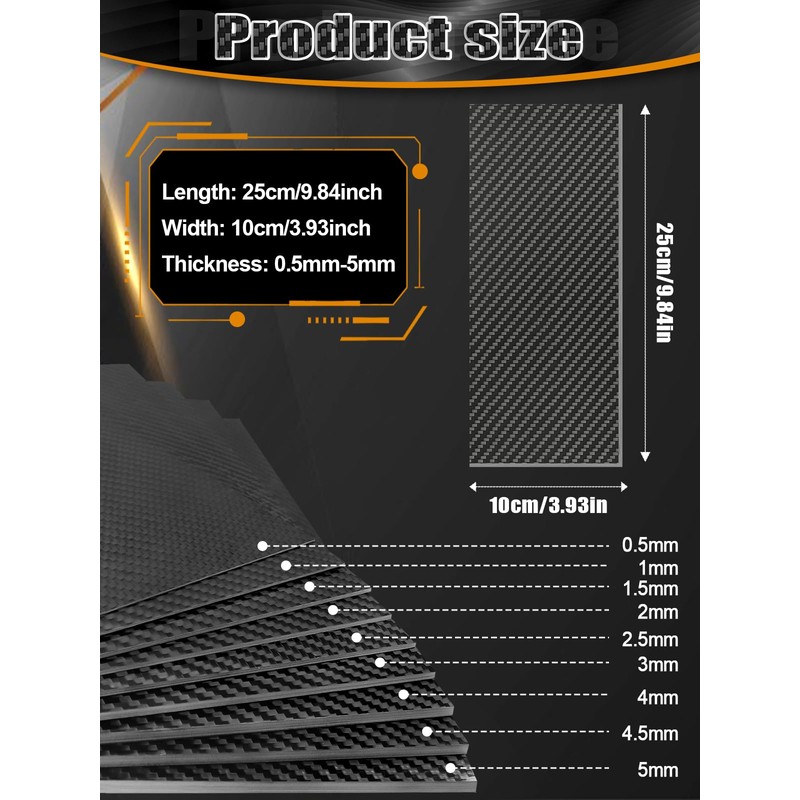 Kalolary Carbon Fiber Sheet 250 X 100 X 2 MM,
