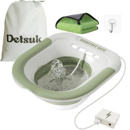 Electric Sitz Bath for Hemorrhoids & Postpartum Care – Foldable Sitz Bath with Stronger Flushing Power | Fits Most Toilets | Includes Storage Bag, Hook & Towel | 4-Battery Powered for Enhanced Relief