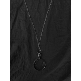 10X Magnifiers Glass Pendant,Brass Vintage Style,Chain Necklace with 40mm Diameter,Pocket Portable Magnifying Lens,Loupe Monocle,Reading, Inspection,Collectible,Books,Décor Gift Silver