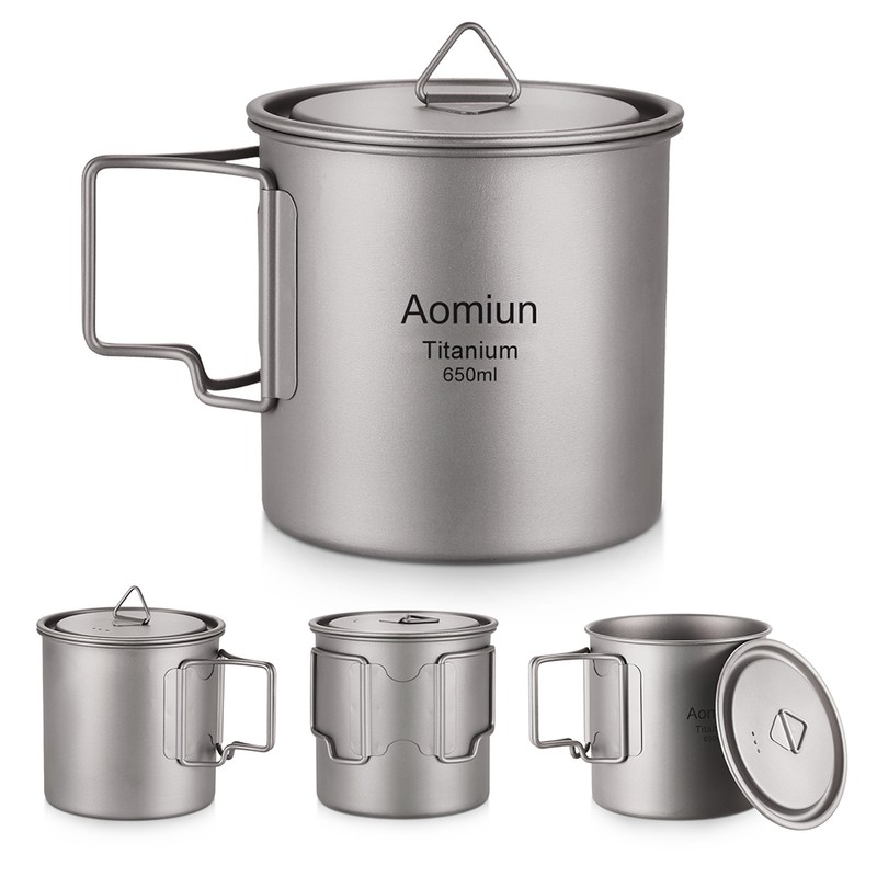 Aomiun Ultralight Titanium Cup Outdoor Portable 2PCS Cup Set 350ml