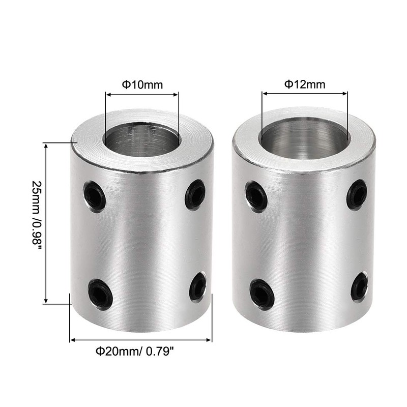 sourcing map 10mm to 12mm Bore Fixed Coupling Bolt L25XD20