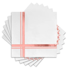 Fanxyware - Servilletas de cóctel (3 capas, 100 unidades, 12,7 x 12,7 cm), color blanco y dorado rosa