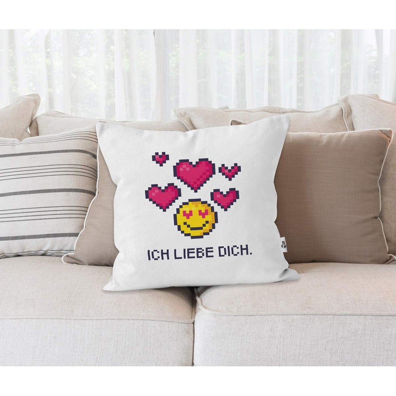 MoonWorks® Cushion Cover Gift Love Gamer Zocker Pixel Saying I