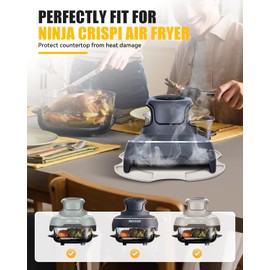 Silicone Heat-Resistant Mats for Ninja Crispi Glass Air Fryer | Reusable Fireproof Heat Resistance Hot Pads | Anti-Slip Kitchen Countertop Potholders | Compatible with Ninja Airfryer FN101ST, Khaki
