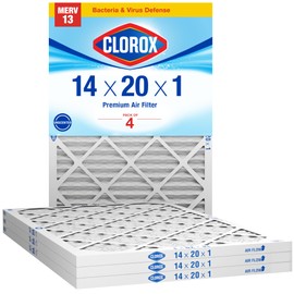 Clorox 14x20x1 Air Filter, MERV 13 Pleated HVAC AC Furnace Air Filters, MPR 1500 & FPR 10 – Pack of 4