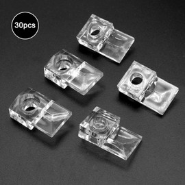 Jiozermi 30 Pcs Glass Window Retainer Clips Kit, Transparent Mirror Fixing Clips Glass Door Holder Cabinet Panel Bracket with Screws for Fixing Glass,B
