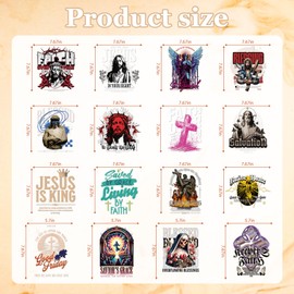 Papiailove 16 Sheets Christian Iron on Transfers for T Shirts Stickers, Jesus God Bible DTF Transfers Ready to Press, Heat Transfer Vinyl Religious Iron on Decals for Clothing DIY Designs Washable