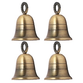 HANDTECHINDIA 3" Height Indian Brass Bells Jingle Bells for Home Door Décor, Crafts, Chimes, Christmas Décor, Cow Pet Bells Christmas Craft Bells for Christmas Decorations- Antique (4)