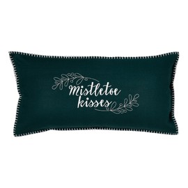 tag 12" x 24" Christmas Green Mistletoe Kisses Cotton Accent Throw Pillow Xmas Festive Winter Holidays Home Living Room Couch Chair Sofa Bed Bedroom Decor Decoration 24 x 12 inches Green