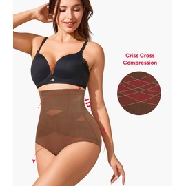 Nebility 2 Pack Shapewear Tummy Control Underwear for Women High Waisted Body Shaper Girdle Panty Black/Brown