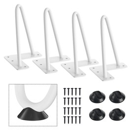 SMARTSTANDARD 6 Inch Heavy Duty Hairpin Furniture Legs, Metal Home DIY Projects for TV Stand, Sofa, Cabinet, etc with Rubber Floor Protectors White 4PCS