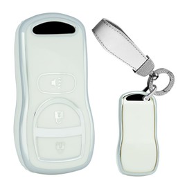TECART Soft TPU Car Key Shell Keychain Key Case fit for Nissan Versa Sentra Murano Quest Titan Armada Frontier Pathfinder Xterra NV1500 NV2500 Key Fob Holder Case fit for Infiniti FX35 FX45 White A