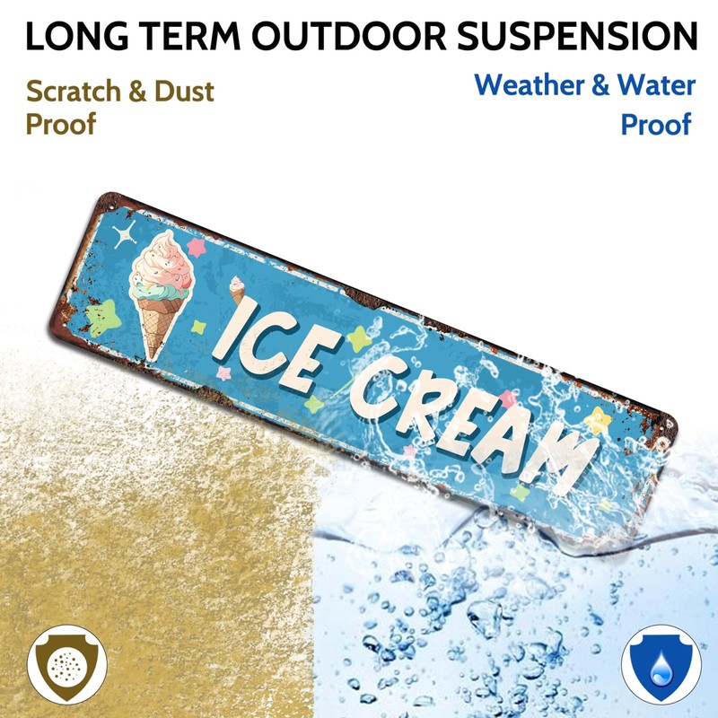 Ice Cream Embossed Metal Sign - Vintage Diner Ice Cream