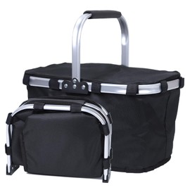 GIORSEN Collapsible Insulated Basket, 9.8 gal (30 L), Large Capacity, Durable, Aluminum Handle, Ultra Lightweight, With Lid, Soft Cooler Box, For Supermarkets, Outdoors, Sea Play, Sports Festivals,