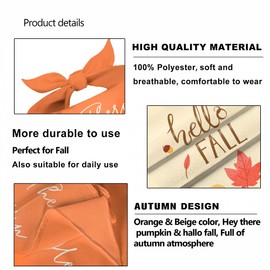 Cute Fall Dog Bandanas 2 Pack, Autumn Hello Fall Hey Pumpkin Maple Leaves Dog Scarf, Thanksgiving Handkerchief Scarves Gifts for Puppy Large Dogs