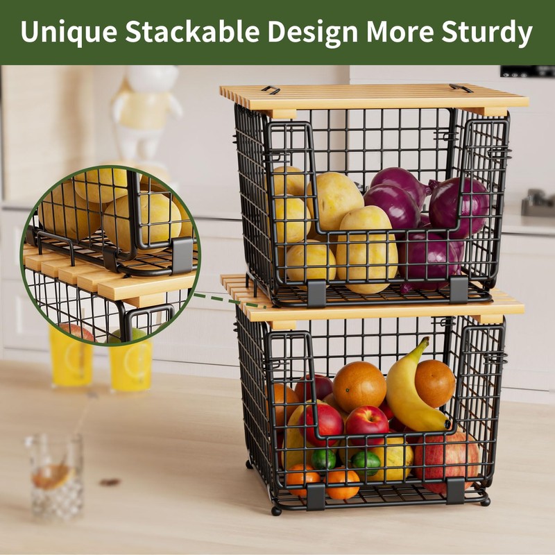 Wire Storage Basket for Kitchen Pantry: GGIU Stackable Kitchen Counter
