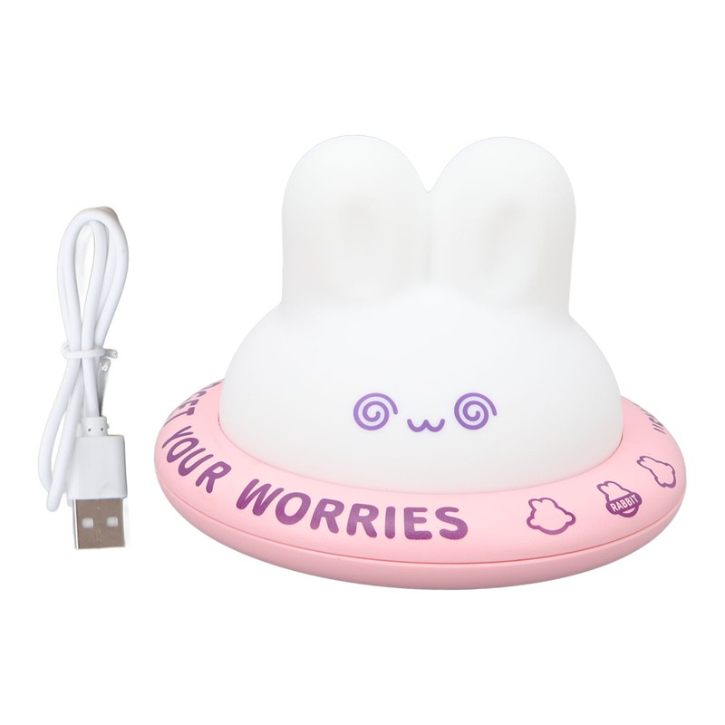 Cute Bunny Night Light Rechargeable 3 Levels Warm Light Soft