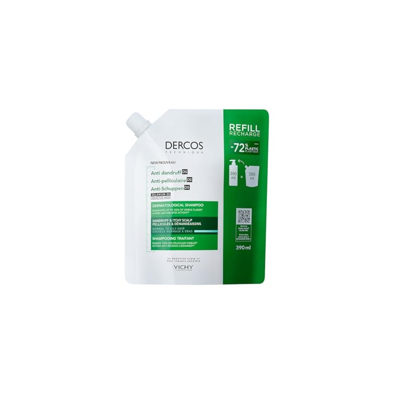 Vichy Dercos Shampoo Dermatológico Anti-Caspa Cabello Normal a Graso Refill