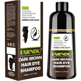 Dark Brown Hair Dye Shampoo for Women Men, Grey Hair Coverage Herbal Seimi Permanent 3 in 1 Hair Colour Shampoo