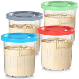 Ninja Creami Deluxe Containers 4 Pack, 24oz Ninja Creamy Pints Compatible with Ninja Creami Deluxe 11-in-1 NC501 NC500 Series Ice Cream Maker, 24oz Family Size Deluxe XL Ninja Creami Pints and Lids