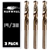 19/32 Cobalt Drill Bits - 3 Pack - 6 Inch
