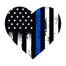GRITKULTURE Thin Blue Line Heart Decals 4x3.6 Inch Window Decals Police Blue Line Stickers for Cars Law Enforcement USA Flag