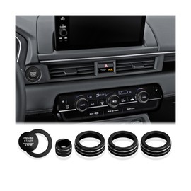 DvlynAuroa for Honda Pilot Accessories 2023-2025, 6pcs Aluminum Alloy Trim Knob Covers Kit - Push Start, Air Conditioning & Volume Tune (Black)