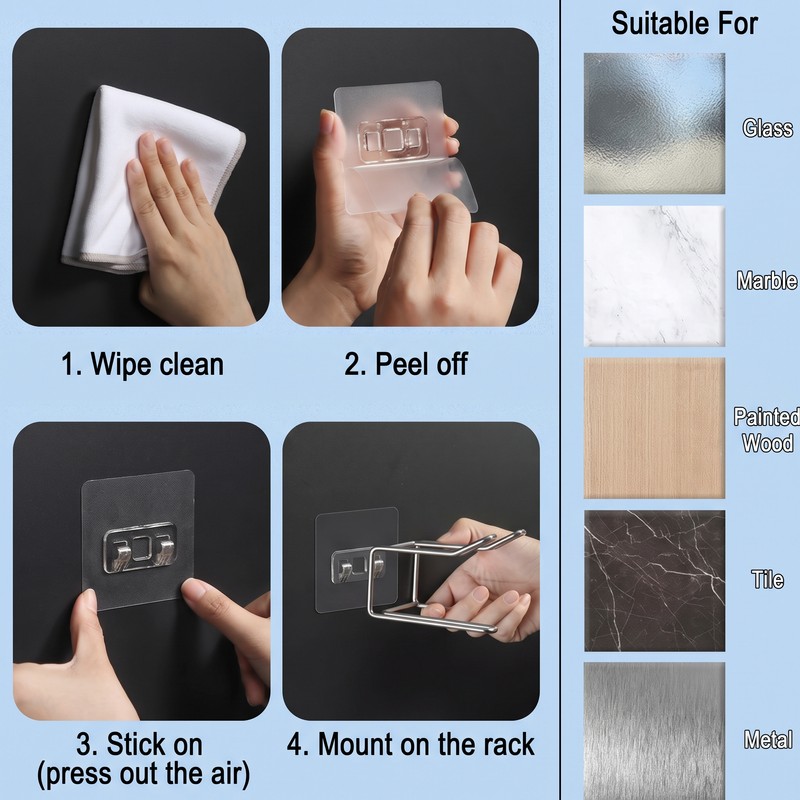 Hair Dryer Holder for Bathroom – Stainless Steel Wall-Mounted Storage