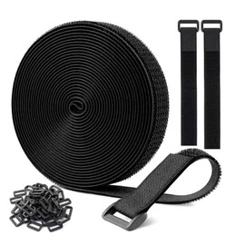 10m x 2cm Klettband Kabelbinder, Freie Schnittlänge Kabelbinder Klettverschluss Klettband mit 50 Schnalle Kabelbinder Wiederverschließbar für Kabel Organisieren, Schläuche, Schnüre