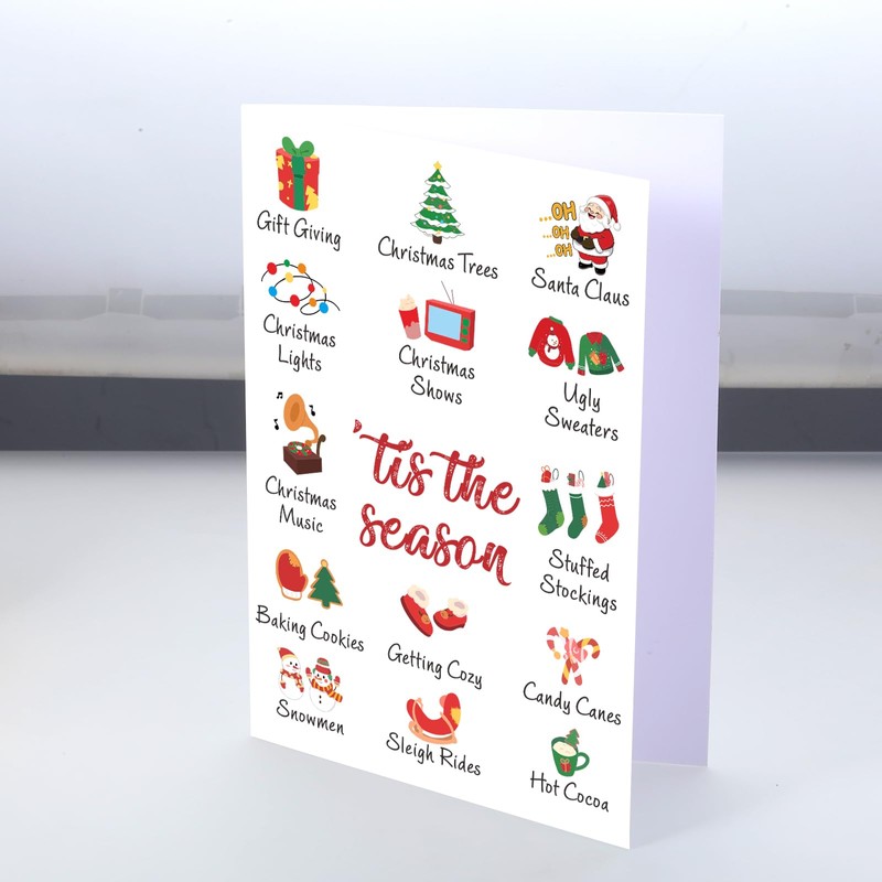 Seasons Greetings Cards with Envelopes, Single Christmas Cards, Merry Christmas