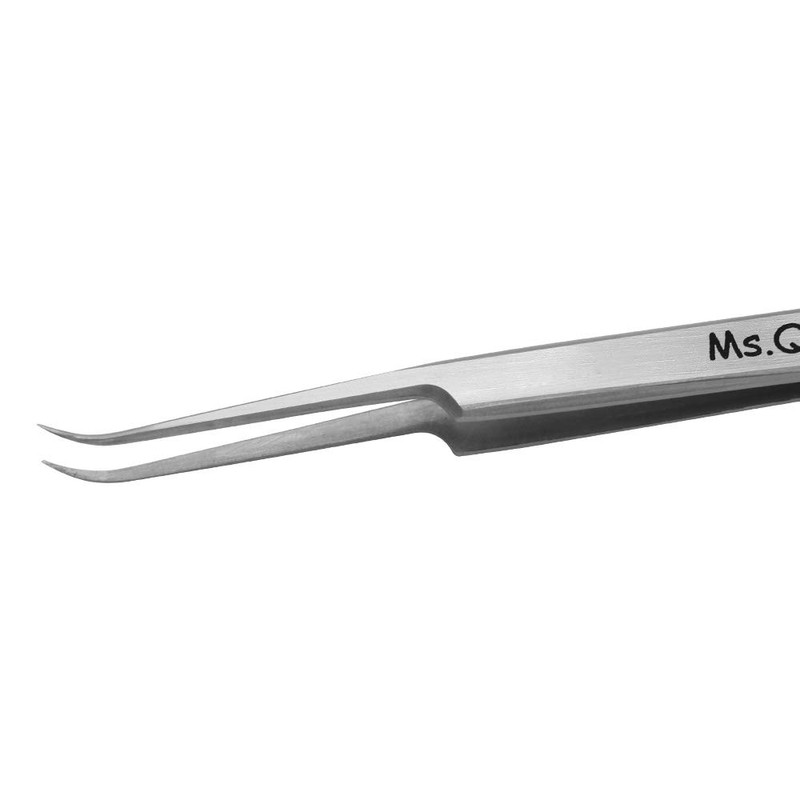 Ms.Queen Eyelash Extension Tweezers,Professional Curved Pointed Isolation Tweezers for Classic