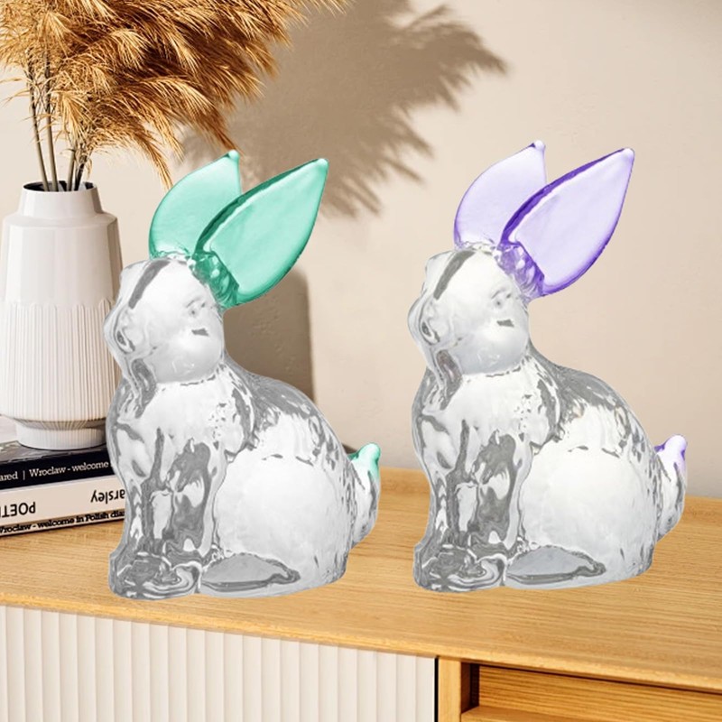 Eterspr Glass Rabbit Crystal, Tiny Micro Crystal Figures, Crystal Rabbit