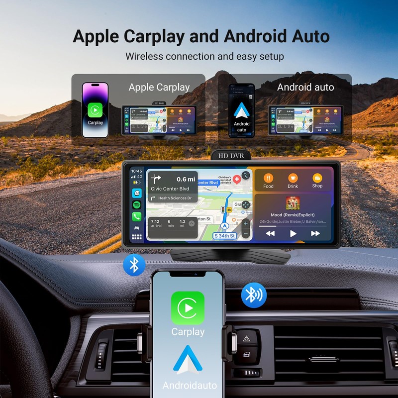 Haudio ‌10.26 Inch Wireless Apple CarPlay & Android Auto Car