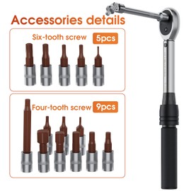 DSBYKJ 17 Piece Small Torque Wrench Set (5-30nm), 1/4" Drive Click, 72 Teeth Bidirectional Torque Wrench, ±3% Accuracy，Professional Tool Set for Bicycles and Motorcycles