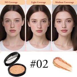BUTBU Colour Correcting Powder Foundation, Baked Foundation for Mature Skin, Brighten Illuminating Color Correcting foundation, Full Coverage, Shimmer Brick Pressed Bronzer (02 Fair)