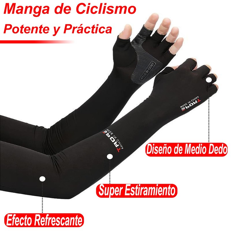 Mangas para Brazos, Guantes Antideslizante de Medio Dedo Mangas de