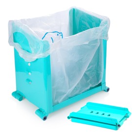 Auktransceler Portable Foldable Multifunctional Garbage Bag Holder, Adjustable Kitchen Trash Bag Holder, Space Saving Design, Suitable for Kitchen, Outdoor, Camping, Garage Organization, Green