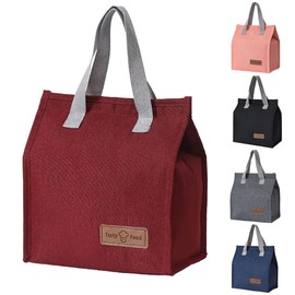 hzbaiyi Lunch Bags for Women Men Leak-Proof Lunch Box Bag Portable Tote Bag Thermal Cooler Waterproof for Adults Men Girls for Work School Picnic Travel (Burgundy)